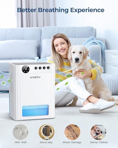 Dehumidifier, AMEIFU 1100 Sq. Ft Dehumidifier for Basement with 135 OZ Water Tank, Quiet Dehumidifier for Bathroom Bedroom Home Room RV Closet with Auto Shut Off 7 Colors LED Light 3