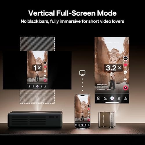 Aurzen ZIP Tri-Fold DLP Mini Projector,Pocket Size, Zero-Lag Focus,One-Click Screen Mirroring,Full-Screen Mode,Type-C Fast Charging,5000mAh Battery,Bluetooth,Portable Projector for Cookie, Art,Gold 10