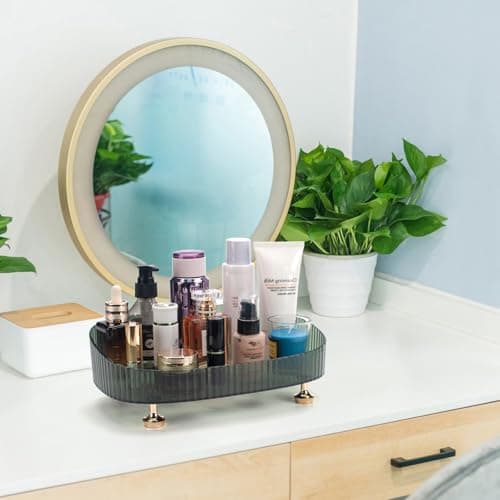 Makeup Perfume Organizer, Bathroom Vanity Tray, Decorative Dresser Tray, Countertop Organizer Tray for Cosmetics, Dark Green 7