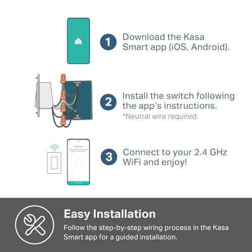Kasa Smart Light Switch HS200-BL, Single Pole,Neutral Wire Required, 2.4GHz Wi-Fi Light Switch Compatible with Alexa and Google Home, UL Certified, No Hub Required, Black 7