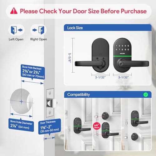 Keypad Door Lock with Handle: Keyless Entry Smart Lock for Front Door, NICE DIGI Electronic Digital Door Lock, Easy Installation 6