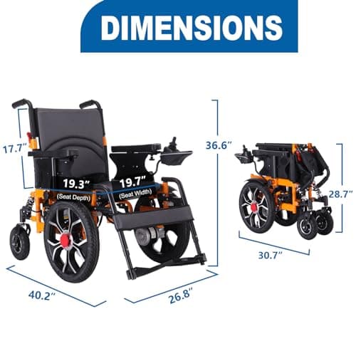 3In1 Lightweight Folding Electric Wheelchair for Adults with 20in Seat, All Terrain Power Wheelchairs for Seniors Support 300lbs 5