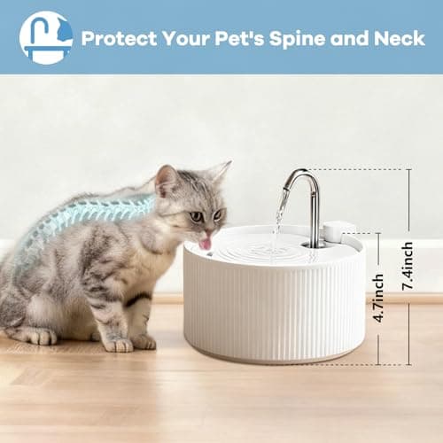 Upgrade Ceramic Cat Water Fountain, 2.2L/78oz Ceramic Cat Fountain, Automatic Ceramic Water Fountain for Cats, Pet Water Fountain with Ultra-Quiet Pump (White) 8