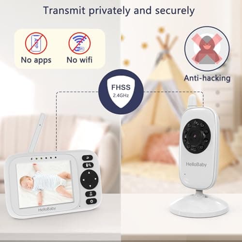 HelloBaby Baby Monitor with Camera and Audio - 3.2” IPS Screen,USB Cable,No WiFi,Manual Baby Camera Adjustment,Night Vision,ECO Mode, 1000ft Range | Portable for Travel,Mom,Pet, Elderly | Model HB2438 5
