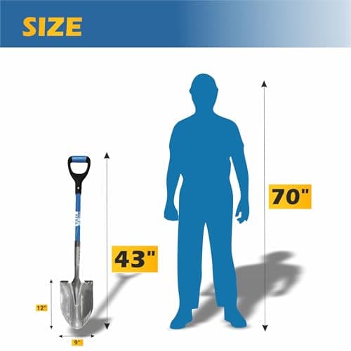 Tulex Digging Round Point Shovel 0011905 with Fiberglass Ergonomic No-Slip D-Grip Handle Garden Shovel Heavy Duty Shovel, 43 Inches 6
