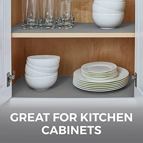 HOME GENIE Shelf Drawer and Cabinet Liner, Durable with Strong Grip, 12 in x 20 FT, Non Adhesive Liners Protect Kitchen Cabinets and Cupboard, Pantry, Bathroom Drawers and Shelves, Desks, Soft Gray 6