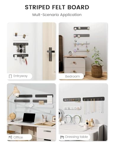 Fluxynara Cork Board Alternative Felt Strip Board 8-Pack 13"x2", Office Pin Board with 50 Push Pins, Adhesive Install for Bedroom Door & Home Office(Concrete Echo) 6