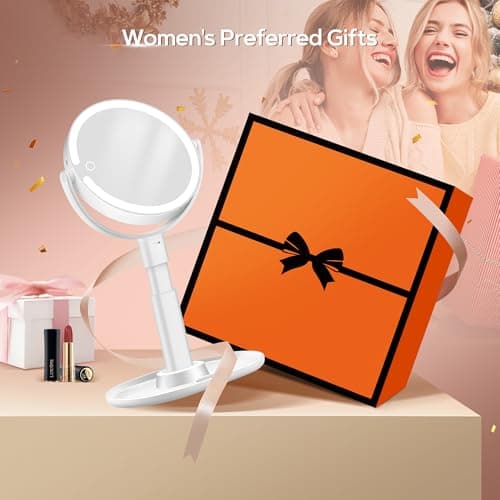 B Beauty Planet Vanity Mirror with Lights, 30X Magnifying Makeup Mirror with 3 Lighting and Adjustable Brightness, Rechargeable 2-Sided Height Adjustable Desk Mirror for Bathroom, Women Gifts for Mom 9