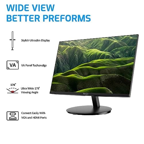 Norcent 22 Inch Monitor with HDMI VGA Port, 1080P 75Hz Full HD VA LED Ultra Thin Bezel Display, Flicker-Free, Blue Light Filter, Built-in Speakers, Tilt Adjustment 6
