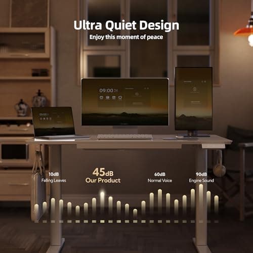 Claiks Glass Standing Desk with Drawers, 40×24 Inch Adjustable Stand Up Desk Quick Install Home Office Computer Desk, White 8