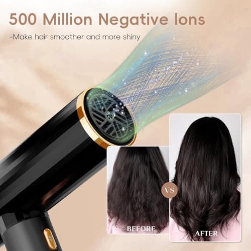Nicebay Ionic Hair Dryer with diffuser for Curly Hair,1600W &110000RPM High-Speed Brushless Motor for Fast Drying,Professional Blow Dryer for Women,Low Noise,Lightweight,Lock Function,Travel HomeSalon 5