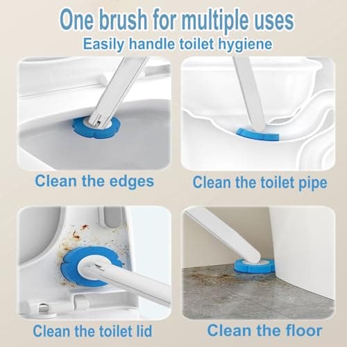 Ucaimao 2 Pack Disposable Toilet Brush and Holder Set,Extended Handle with 48 Cleaner Refills Toilet Brush for Toilet Bowl Cleaners,Bathroom Cleaning, Bathtub - Blue (Ocean Fresh Scent) 5