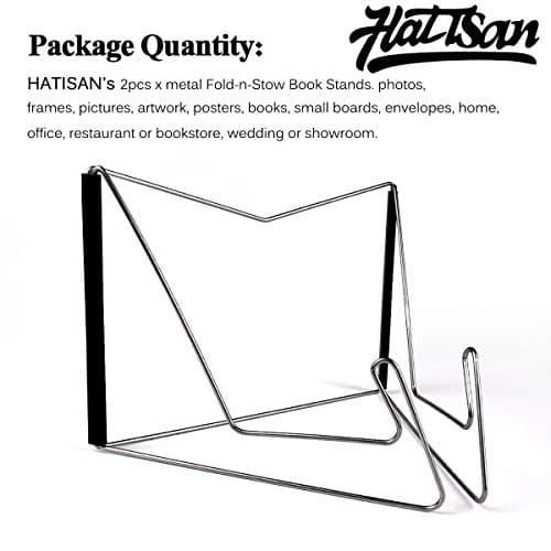 2Pcs Fold-n-Stow Book Stands, Metal Bookstand Music Book Easel Display Holder, Portable Reading Stand Book Holder, Book Bookrest for Hardcover Textbook I pad Cookbook Recipe 7