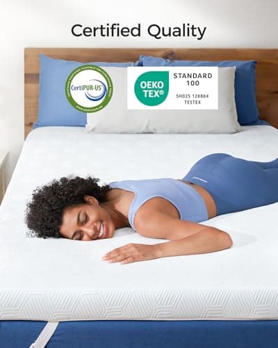 Dreamsmith 3 Inch Gel Memory Foam Mattress Topper Queen, Breathable Pressure Relief, High Density Pad, Washable Cover with Elastic Straps & Non-Slip Bottom, CertiPUR-US Certified, Cooling 5