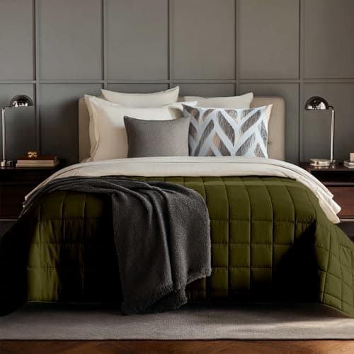 HomeSmart 50 lbs Weighted Blanket King Size, The Heaviest Weighted Blanket, Ultra Soft Breathable Fabric, Also Fits California King Beds, Olive Green