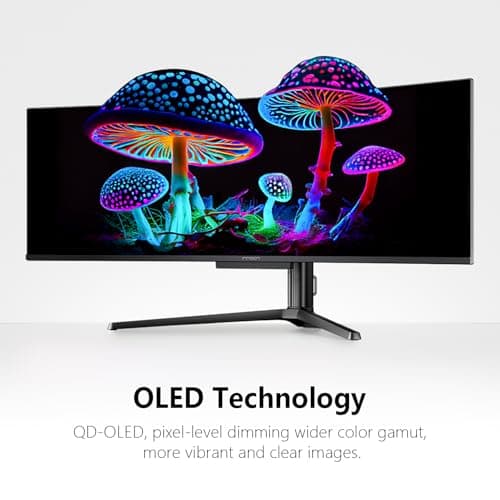 INNOCN 49" 49Q1S OLED Curved Gaming Monitor 5120 x 1440p 240Hz, 0.03ms, USB Type C 90W, HDMI 2.1, DisplayPort, USB Hub, Surrounding Speakers, Adaptive-Sync, Height Adjustable Stand, Black 5