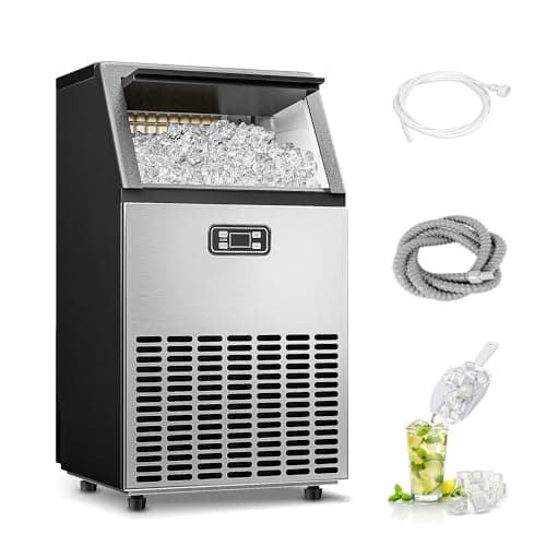 ICEVIVAL Commercial Ice Maker Machine, 100lbs/Daily Ice Production Under Counter Ice Maker, Self-Cleaning, Timer Stainless Ice Machine with 33lbs Ice Storage, Ideal for School, Home, Bar, RV