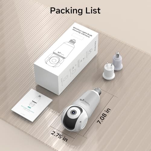 TKENPRO 2K Light Bulb Security Camera Outdoor, 5G&2.4G WiFi Wireless Cameras for Home Security with Adjustable LED Lights, IPX6 Waterproof, 360° Motion Tracking and AI Human Detection -1 Pack 8