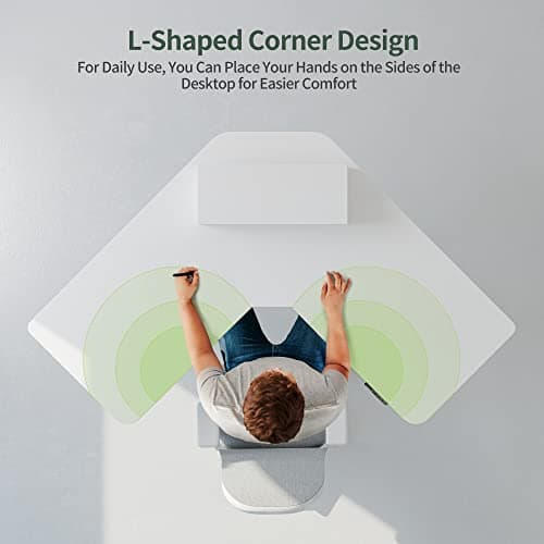 FEZIBO Corner Standing Desk, 48 Inches L Shaped Standing Desk, Electric Stand Up Corner Desk, Home Office Sit Stand Desk with White Top and White Frame 6