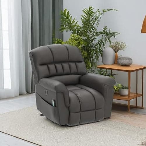 CANMOV Large Power Lift Recliner Chairs with Massage and Heat for Elderly Big People, Heavy Duty Electric Faux Leather Reclining Chairs with USB Port and 2 Side Pockets, Grey 6