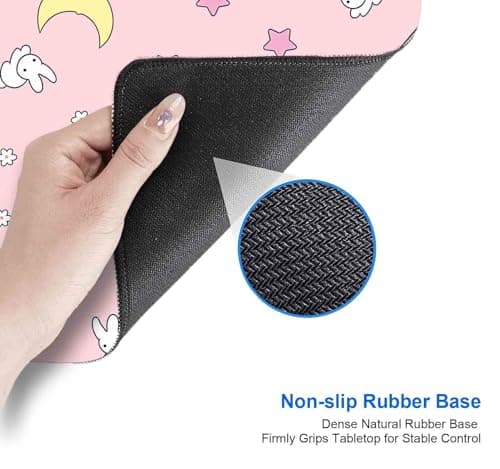 IMAYONDIA Pink Kawaii Desk Pad, Cute Moon Bunny Desk Mat Computer Pad Desktop,Laptop Protector Aesthetic Anime Mousepad Writing Pad for Office Home School,Large Gaming Mouse Pad Tarot Mat,31.5 X 11.8 5