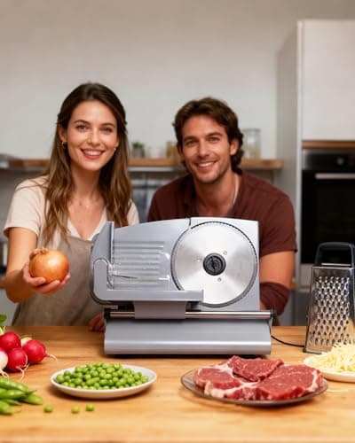Pterying Meat Slicer Machine for Home - 200W Electric Food Slicer with 2 Removable 7.5" Stainless Steel Blades and Tray, Adjustable and Child Lock Protection, Slicer Machine for Meat Bread 8