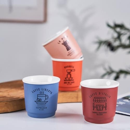 JAY'S WAREHOUSE Espresso Cups Set of 4 3oz, Demitasse Cups, Coffee Mugs, Espresso Mugs, Expresso Coffee Shots Cup, Small Coffee Cups, Espresso Glasses, Retro Cups 8