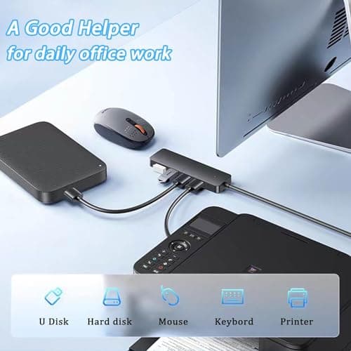 USB 3.0 Hub, VIENON 4-Port USB Hub USB Splitter USB Expander for Laptop, Xbox, Flash Drive, HDD, Console, Printer, Camera,Keyborad, Mouse(Not for Charging) 5