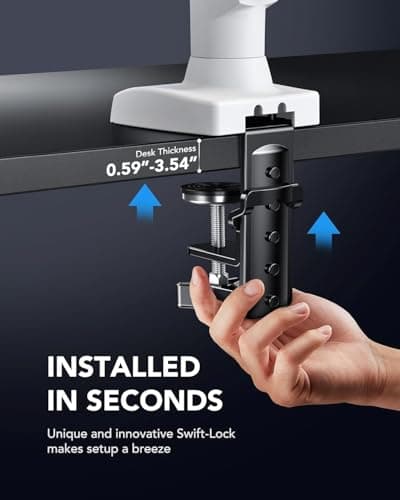 HUANUO Single Monitor Mount, 13 to 32 Inch Gas Spring Monitor Arm, Adjustable Stand, Vesa Mount with Clamp and Grommet Base - Fits 4.4 to 19.8lbs LCD Computer Monitors 5