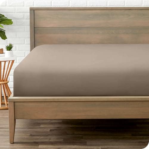 Bare Home Fitted Bottom Sheet Queen Size - Premium 1800 Microfiber - Ultra-Soft Hotel Luxury - Deep Pocket - Durable and Long Lasting (Queen, Taupe)