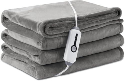Electric Heated Blanket Full Size 72"×84", Breathable & Luxurious Flannel, Soft Warm Gift with Over-Heat Protection, 4 Heating Levels & 10 H Auto Shut Off, Machine Washable, London Grey