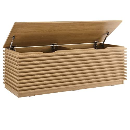 Modway Render 47" Wood Grain Storage Bench in Oak 2