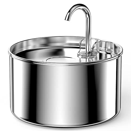 Stainless Steel Cat Water Fountain: Pet Fountains Indoor Metal Automatic Dispenser Cat Waterer Bowls Dog Faucet Bottle Pets 24/7 Running Watering for Drinking Quiet Pump with 1 Filter