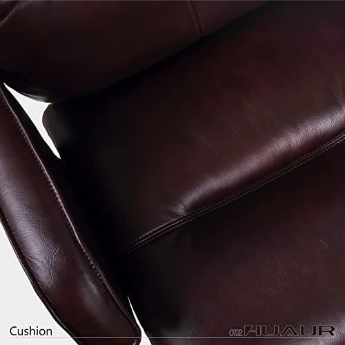 HUAUR Genuine Leather Modern Executive Chair High-Back Support 90 to 150 Degrees Tilt and Upholstered Home Desk Chair with Base 360LB Capacity Swivel Computer Office Chair (Brown) 9