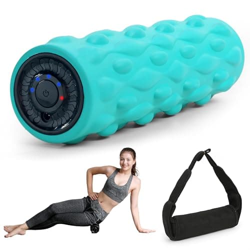High-Density Vibrating Foam Roller Blue with 4 Customizable Speeds for Deep Tissue Massage, Muscle Recovery and Pain Relief -Rechargeable with Massage Backpack