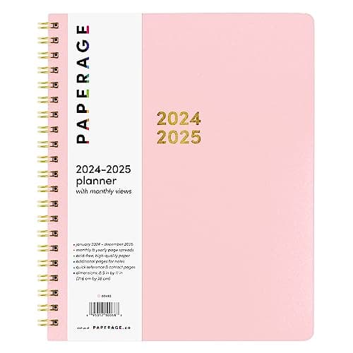 PAPERAGE 2 Year Spiral Bound Planner 2024-2025 (Blush), 24 Month (January 2024 - December 2025), 8.5 in x 11 in, Monthly Spreads & Yearly Plans, Includes Additional Note Pages & Trackers