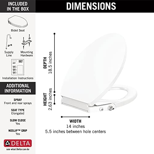 Delta 833004 Elongated Soft Close Bidet Seat with Manual Control Self-Cleaning Wand - White 7