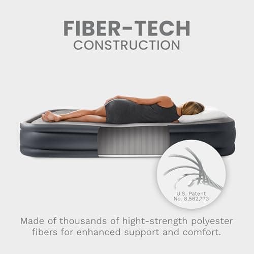 Intex 64131ED Dura-Beam Plus Deluxe Pillow: Fiber-Tech – Twin Size – Built-in Electric Pump – 16.5in Bed Height – 300lb Weight Capacity 8