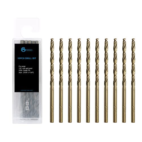 GMTOOLS 1/8 inch Cobalt Drill Bits, M35 HSS, 135 Degree Tip, Jobber Length Twist Drill Bit Set for Hard Metal, Stainless Steel, Cast Iron, Wood and Plastic, with Storage Case, Pack of 10