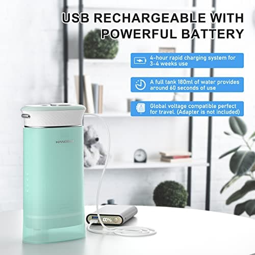 Hangsun Water Flosser Cordless Oral Irrigator Portable Teeth Cleaner HOC600 IPX7 Waterproof Electric Dental Flossers with DIY Modes 6 Jet Tips for Braces Care Travel and Home Use 6