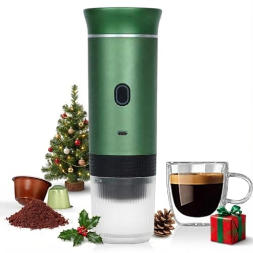 LumoShine Portable Espresso Machine, Mini Espresso Maker, Self Heating Coffee Maker Compatible with Ground Coffee, Capsule for Camping RV Hiking Outdoor Travel Green 6