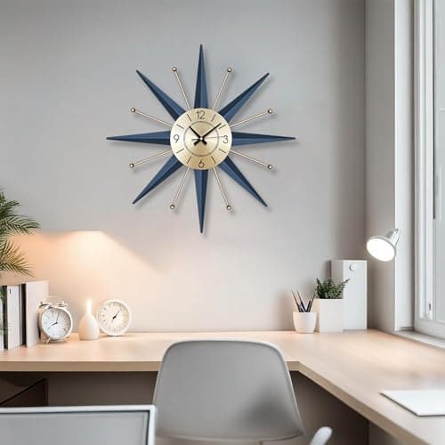 HAOWANJP Wall Clock 15 Inch Silent Non-Ticking Modern Mid Century Clocks Battery Operated for Office, Bathroom, Kitchen, Bedroom, School, Living Room 8