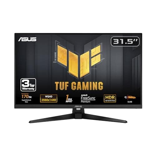 ASUS TUF Gaming 31.5” 1440P HDR Monitor (VG32AQA1A) - QHD (2560 x 1440), 170Hz, 1ms, Extreme Low Motion Blur, FreeSync Premium, DisplayPort, HDMI, HDR-10, Shadow Boost, VESA Wall Mountable 8