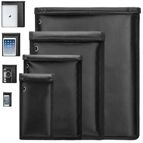 EOLIMEX 4 Pack Faraday Bags for Electronics -Grade Fireproof & Waterproof Faraday Cage with Signal Blocker | Anti-Theft Protective Pouch for Laptops (up to 16"), Phones, Car Keys, Credit Cards (XS-XL)