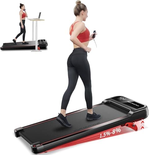 RHYTHM FUN Walking Pad with Incline, Under Desk Treadmill with Incline, Treadmills for Home and Office, 300 Lbs Portable Treadmill with LED Display