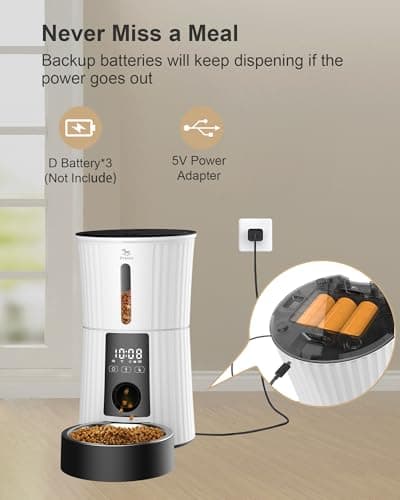 Petory Automatic Cat Feeders Wi-Fi - 4L Dry Food Dispenser for Cats and Dogs 10 Meals per Day Smart Pet Feeder with Desiccant Bag Dual Power Supply 10S Voice Recorder 6