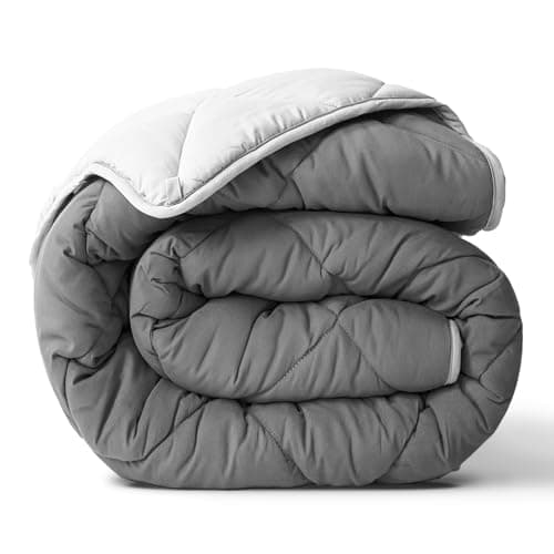 ViscoSoft Twin/Twin XL Microfiber All Seasons Down Alternative Quilted Comforter - Cooling Breathable Premium Soft Reversible Microfiber Duvet Blanket, Light Gray/Dark Gray