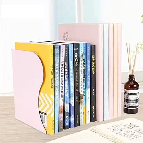 Zyners Adjustable Metal Bookends Heavy Duty for Shelves, 2 Dividers, Anti-Slip Design Expandable Book Ends for Desk, Office(Morandi Pink, 19 inches Max) 6