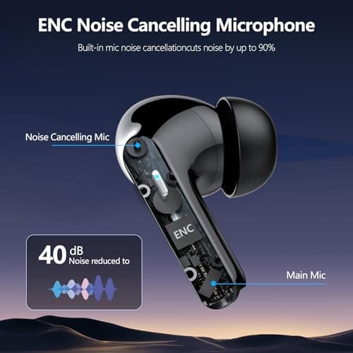 Earbuds Wireless Bluetooth, Earbuds with Bass Stereo Sound, Bluetooth 5.3 Headphones with LED Power Display 48Hours Playtime ENC Noise Cancelling Mic, in Ear Ear buds IP7 Waterproof for Android iOS 7