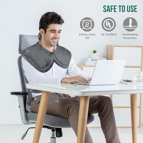 Snailax Heating Pad for Neck and Shoulders and Back, Large Heating Pad for Neck and Shoulders, Electric Heated Wrap, 6 Heat Settings & Auto Shut Off, Washable,Gifts 8